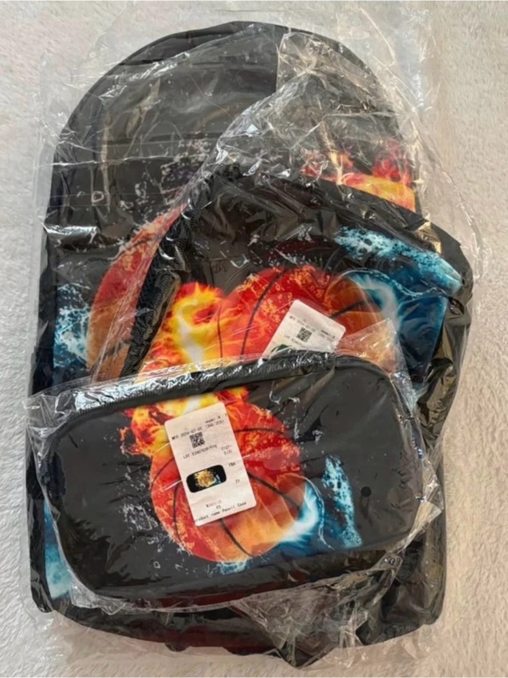 Black Backpack Set with Fiery Planet Print - Men